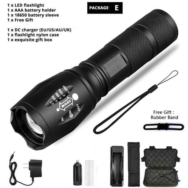 Waterproof Z45 Led Flashlight Ultra Bright Waterproof MINI Torch T6/L2/V6 zoomable 5 Modes 18650 rechargeable Battery for camping tactica Led Mini Water-Resistant Torch Light For Indoor & Outdoor Camping Hiking Accessories Gear
