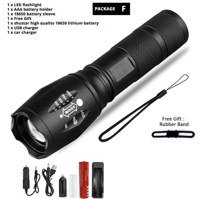 Waterproof Z45 Led Flashlight Ultra Bright Waterproof MINI Torch T6/L2/V6 zoomable 5 Modes 18650 rechargeable Battery for camping tactica Led Mini Water-Resistant Torch Light For Indoor & Outdoor Camping Hiking Accessories Gear