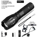 Waterproof Z45 Led Flashlight Ultra Bright Waterproof MINI Torch T6/L2/V6 zoomable 5 Modes 18650 rechargeable Battery for camping tactica Led Mini Water-Resistant Torch Light For Indoor & Outdoor Camping Hiking Accessories Gear