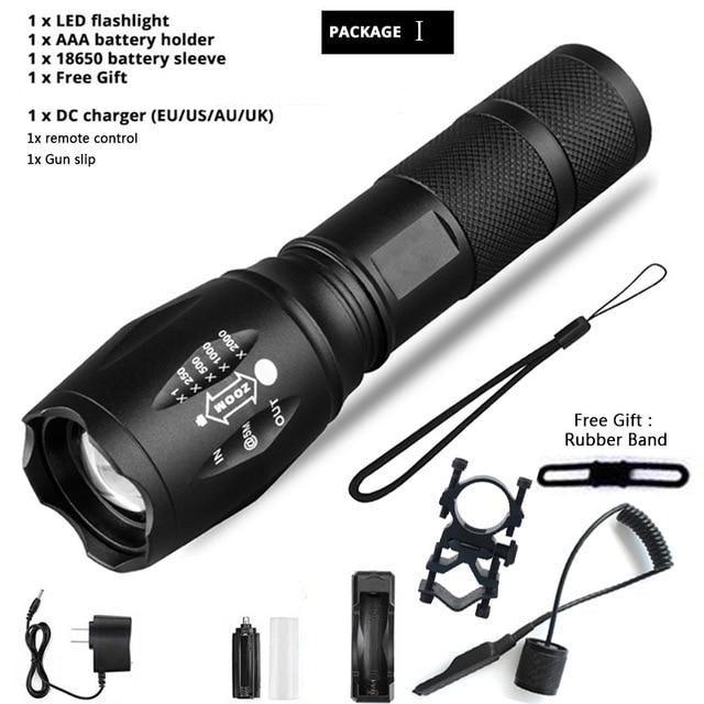 Waterproof Z45 Led Flashlight Ultra Bright Waterproof MINI Torch T6/L2/V6 zoomable 5 Modes 18650 rechargeable Battery for camping tactica Led Mini Water-Resistant Torch Light For Indoor & Outdoor Camping Hiking Accessories Gear