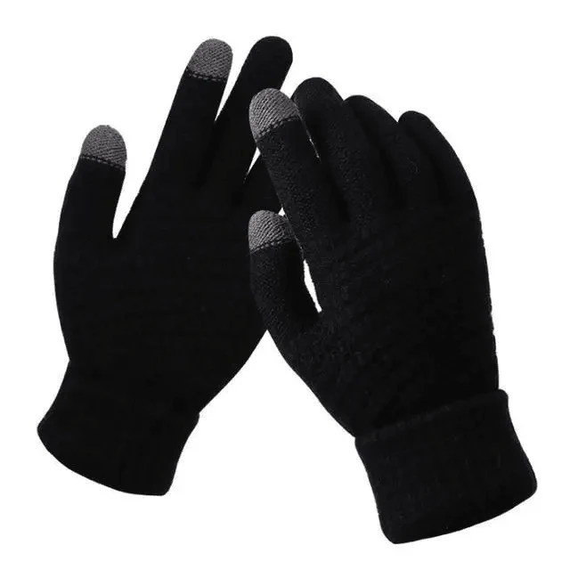 Women Winter Modern Touchscreen Gloves Thicken Warm Knitted Stretch One Size Gloves Full Finger Outdoor Skiing Gloves