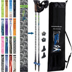 Official Nordic Walking Poles - True Nordic Glove Grip w-flip locks, detachable feet and travel bag - pair - For Heights up to 6’2”